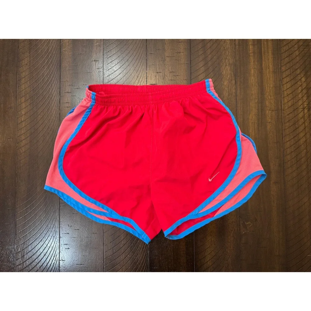 Nike Womens Dri-FIT Tempo Running Shorts Pink Blue XS Athletic Gym Workout